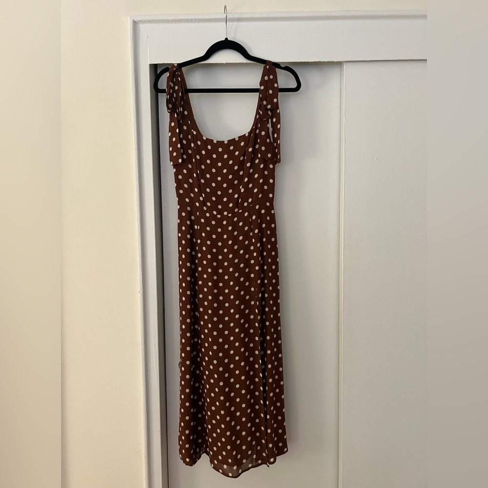 Reformation Twilight Midi Length Dress in Au Lait